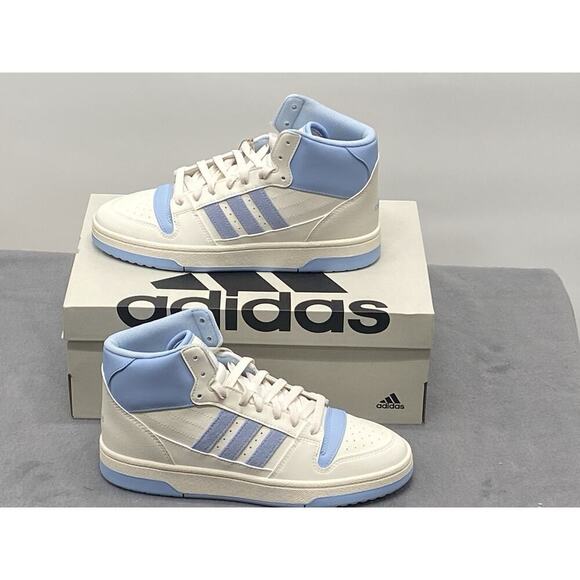 adidas‎ Women’s Break Start Mid Shoes Sneakers Size 8 Cloud White/Glow Blue - Picture 2 of 5